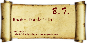 Baahr Terézia névjegykártya
